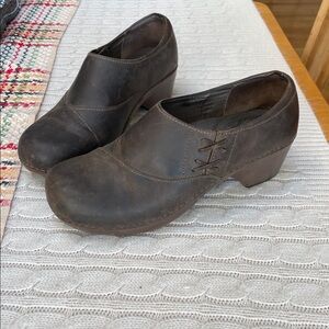 Dansko Stacie Dark Brown Leather Clogs Sz 41 nursing professional support shoes